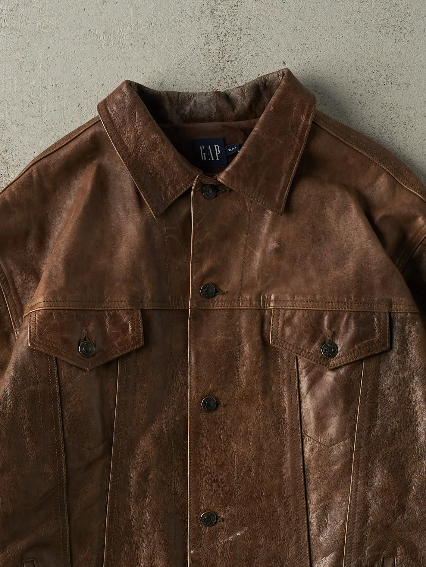 Vintage 90s Brown Gap Leather Jacket (M) sold by Rebalance Vintage product image thumbnail 5
