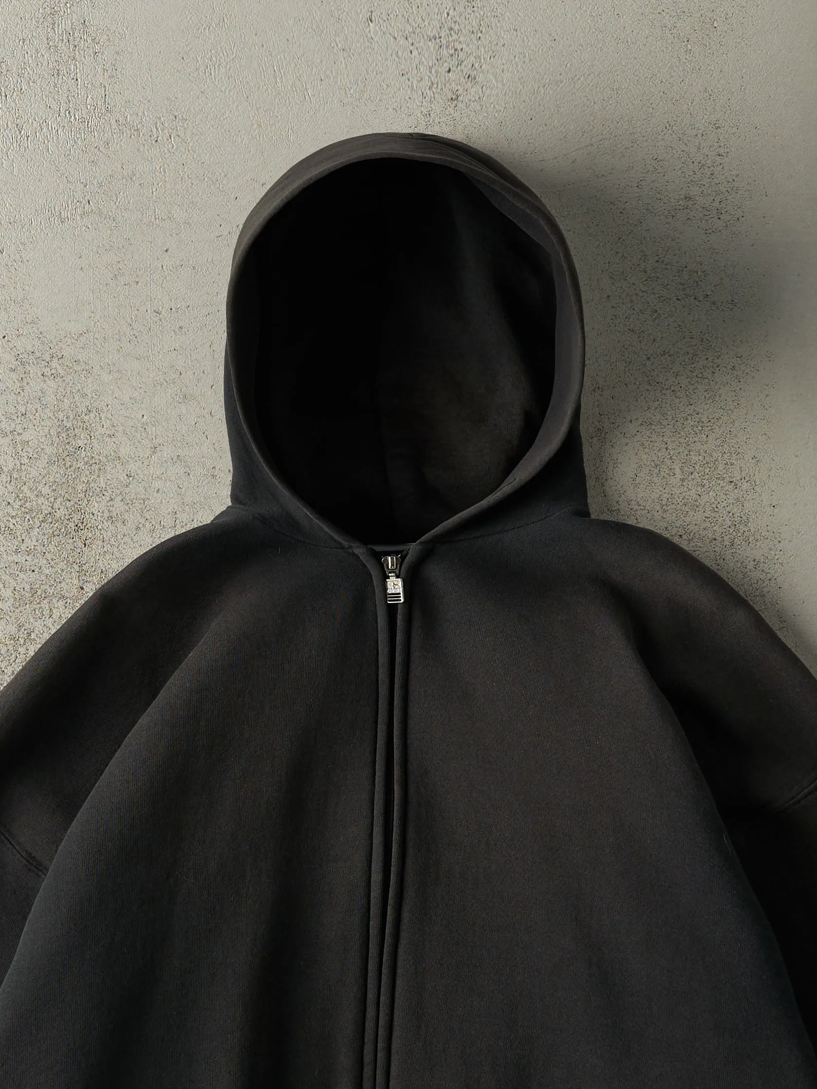 Vintage 90s Faded Black Russell Athletic Zip Up Hoodie (XL/XXL) sold by Rebalance Vintage product image thumbnail 2