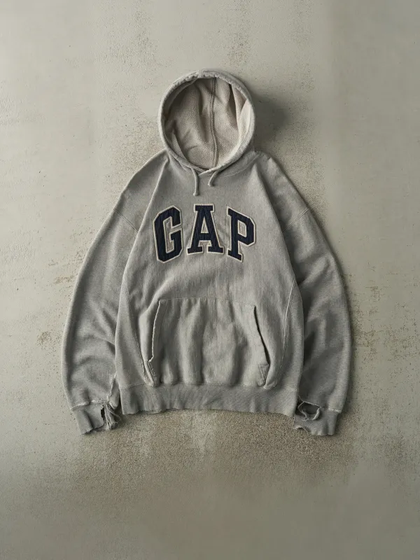 Vintage Y2K Grey Embroidered Gap Hoodie (S/M) sold by Rebalance Vintage