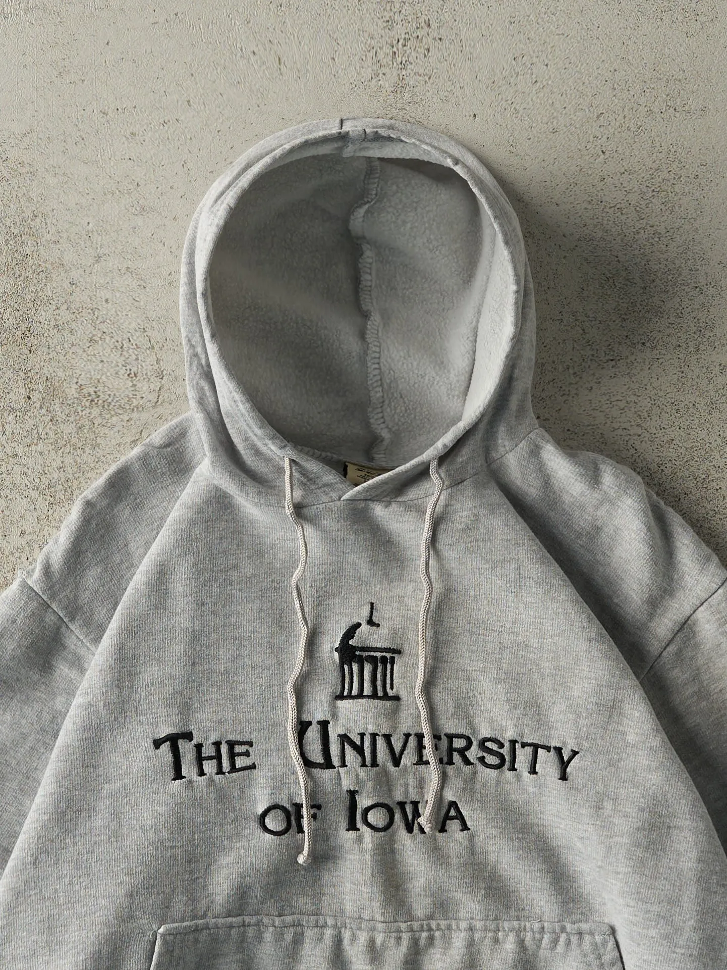 Vintage 90s Grey Embroidered University of Iowa Hoodie (M) sold by Rebalance Vintage product image thumbnail 2