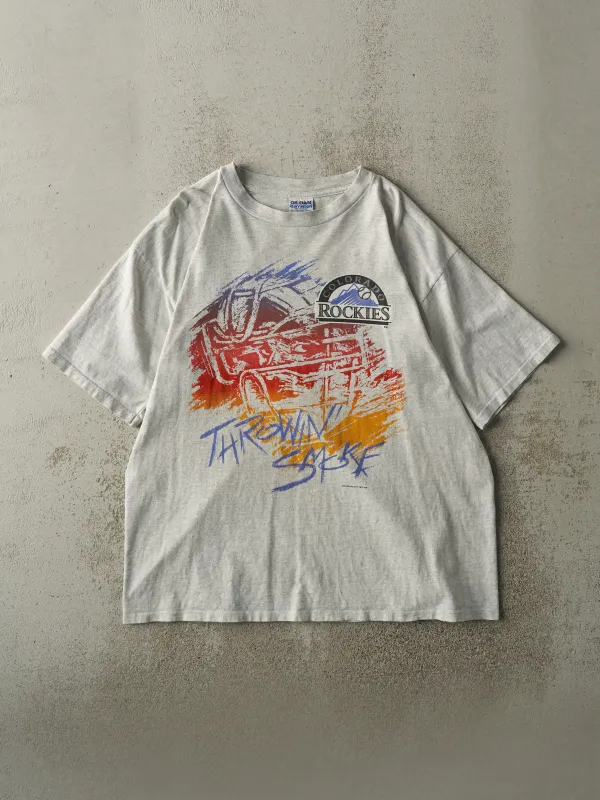 Vintage 96' Heather Grey Colorado Rockies Tee (L) sold by Rebalance Vintage