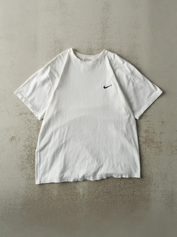 Vintage Y2K White Embroidered Nike Swoosh Tee (L/XL) sold by Rebalance Vintage