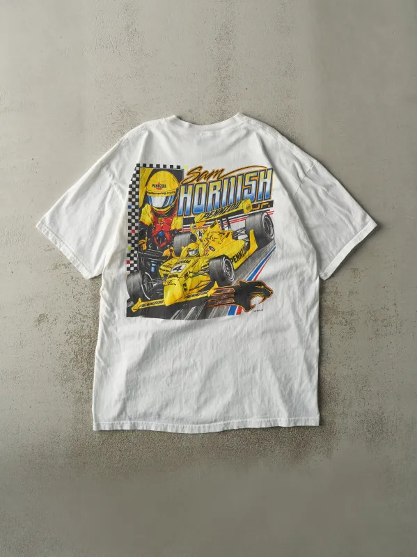 Vintage 01' White Sam Hornish Racing Tee (XL) sold by Rebalance Vintage