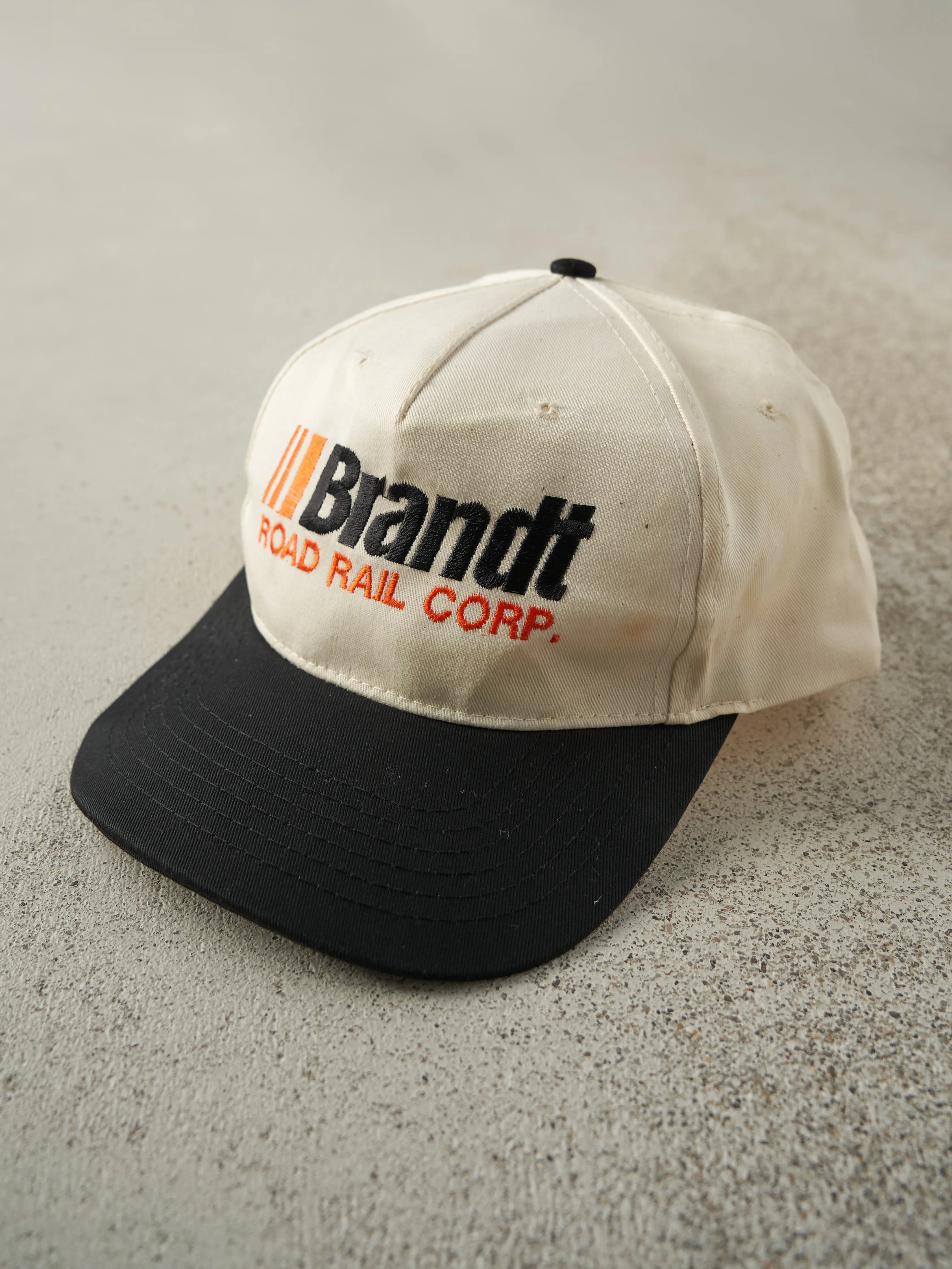 Vintage 90s White & Black Embroidered Brandt Two Tone Snapback sold by Rebalance Vintage product image thumbnail 2