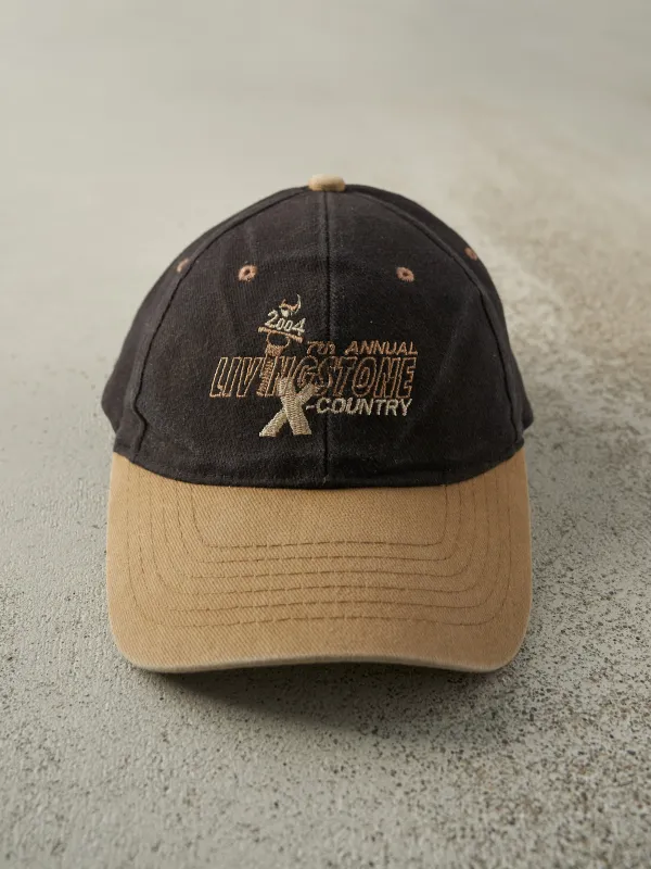Vintage 04' Black & Beige Livingstone X-Country Embroidered Two Tone Strap Back sold by Rebalance Vintage