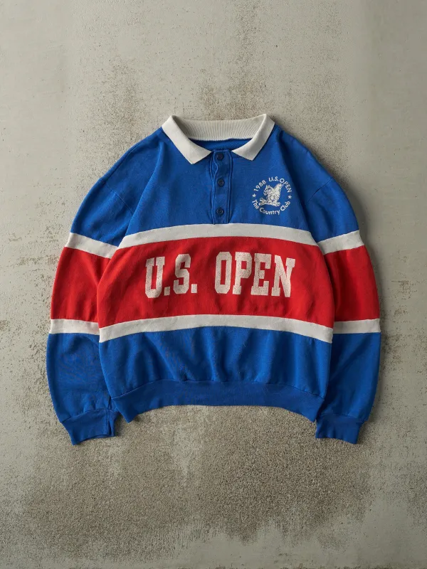 Vintage 88' Blue, Red & White US Open Quarter Button Sweater (M) sold by Rebalance Vintage