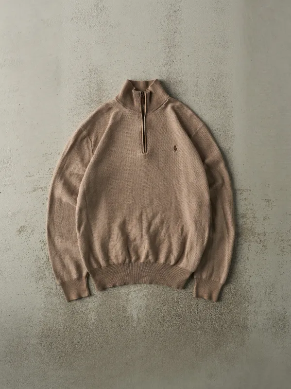 Vintage Y2K Brown Ralph Lauren Quarter Zip Knit (M/L) sold by Rebalance Vintage