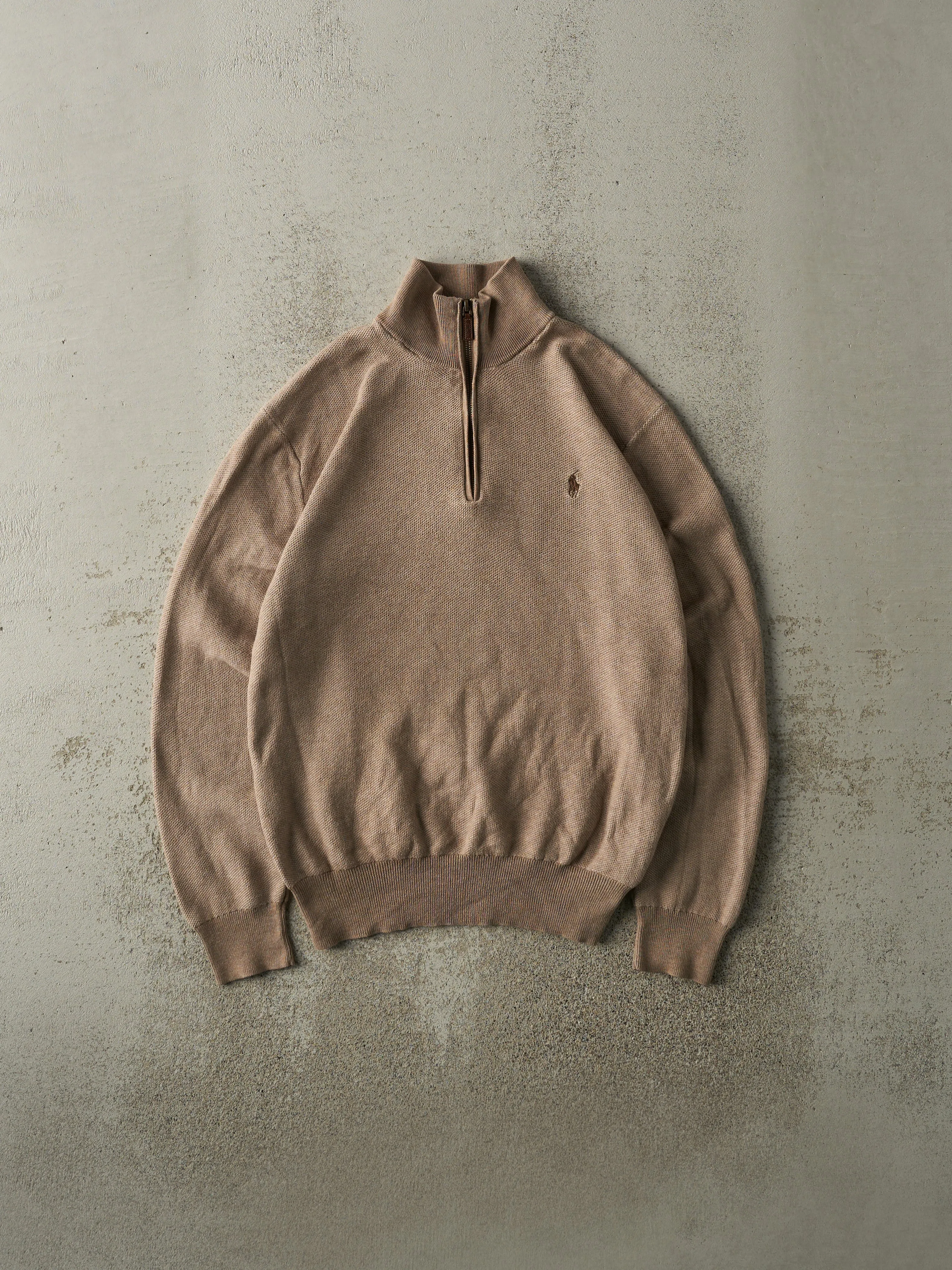 Vintage Y2K Brown Ralph Lauren Quarter Zip Knit (M/L) sold by Rebalance Vintage