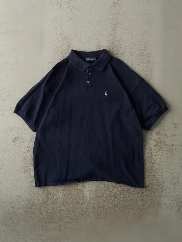 Vintage 90s Navy Blue Polo Ralph Lauren Quarter Button Shirt (L/XL) sold by Rebalance Vintage