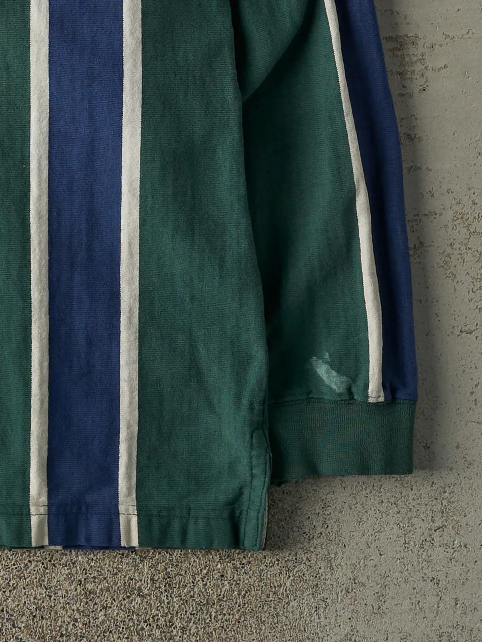Vintage 90s Green & Navy Striped Gap Quarter Button Rugby Shirt (L/XL) sold by Rebalance Vintage product image thumbnail 3