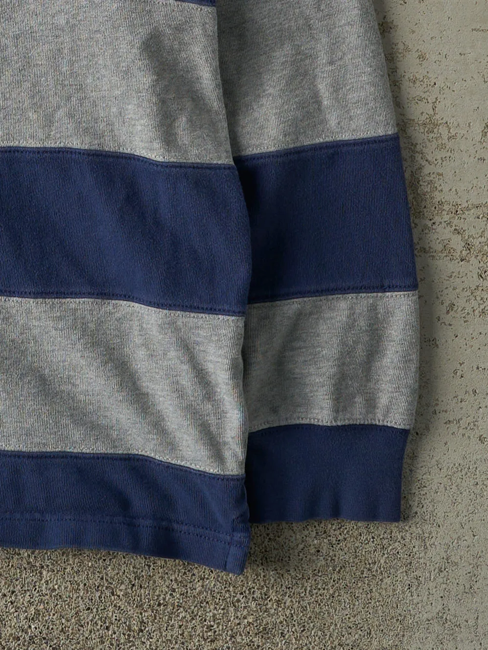 Vintage Y2K Grey & Navy Chaps Embroidered Quarter Button Rugby Shirt (M/L) sold by Rebalance Vintage product image thumbnail 3