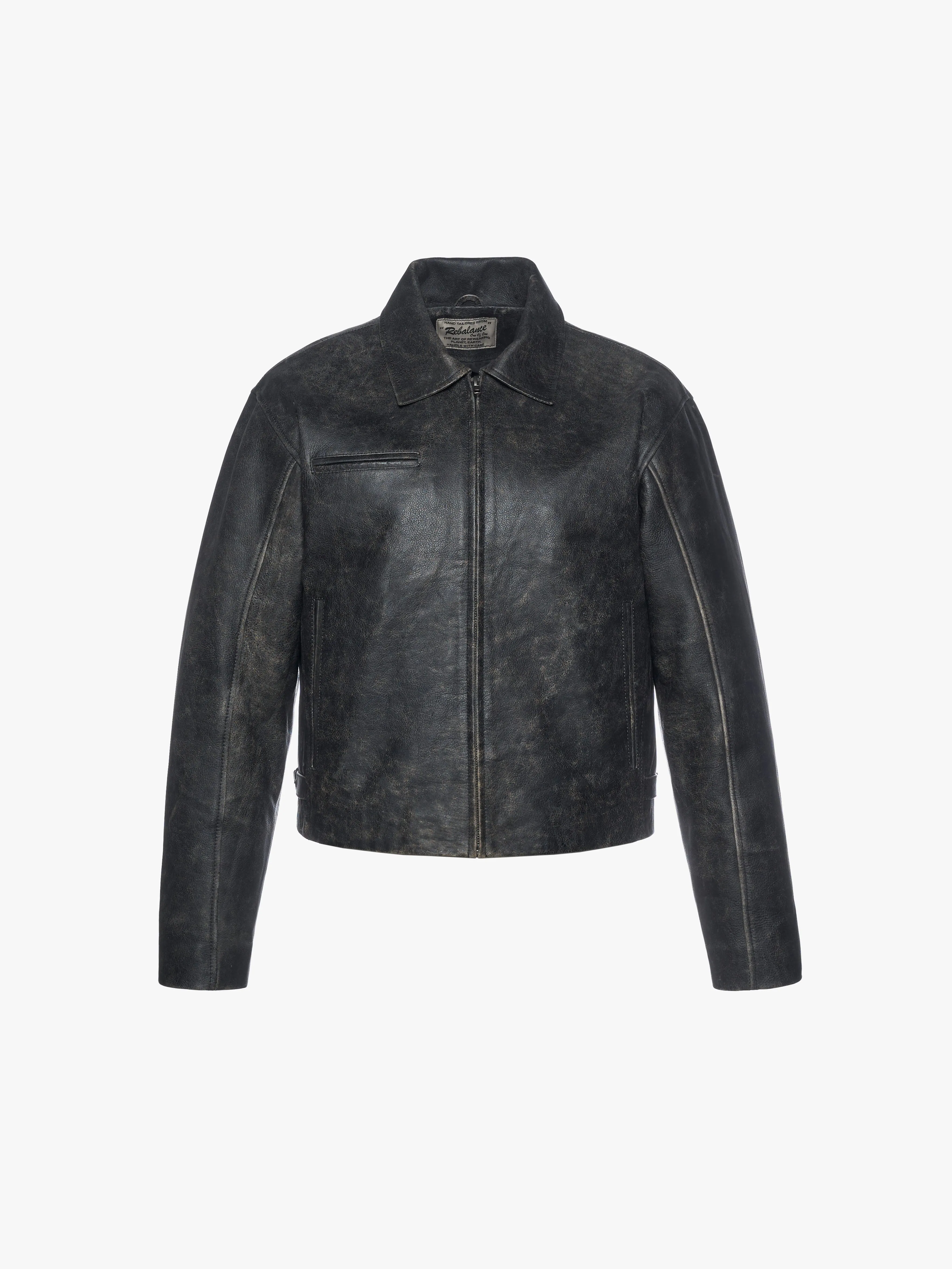 Everyday Boxy Leather Jacket - Jet Black sold by Rebalance Vintage