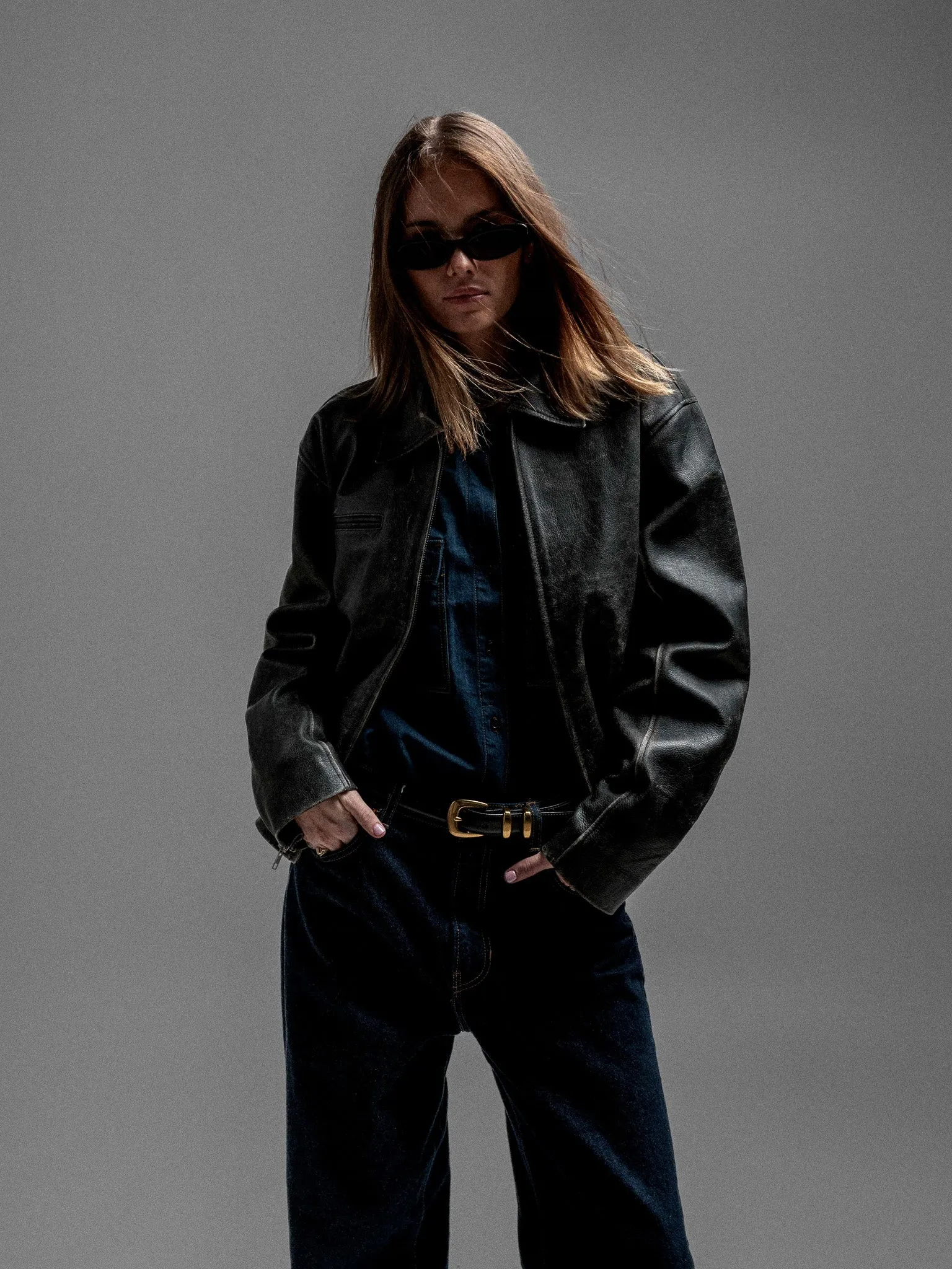 Everyday Boxy Leather Jacket - Jet Black (Pre Order) sold by Rebalance Vintage product image thumbnail 4