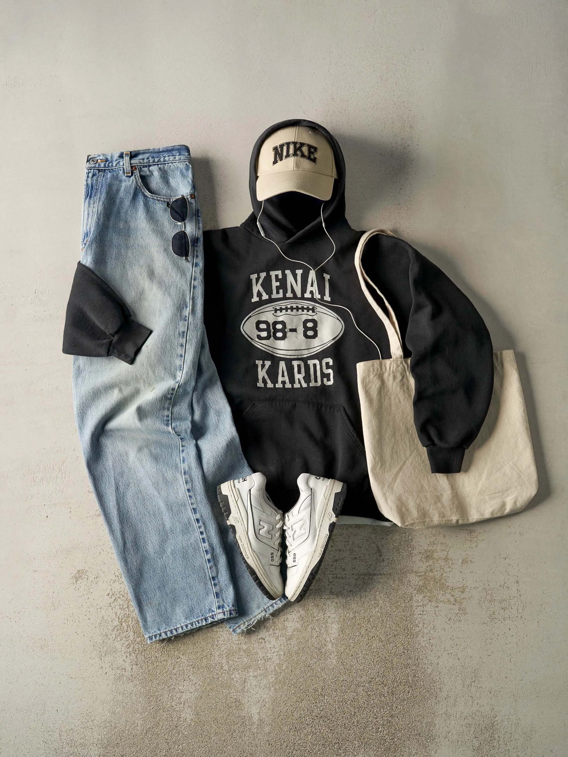 Vintage 90s Black Kenai Kards Football Russell Athletic Hoodie (L/XL) sold by Rebalance Vintage product image thumbnail 2