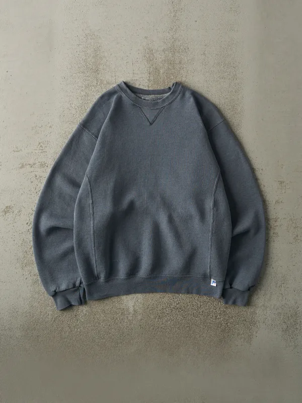 Vintage Y2K Washed Blue Russell Athletic Blank Crewneck (S/M) sold by Rebalance Vintage