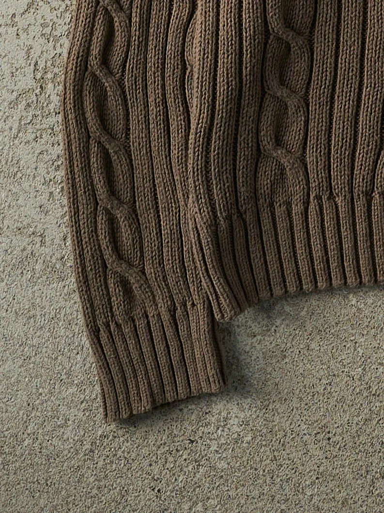 Vintage Y2K Brown Cable Knit Boxy Pullover (M/L) sold by Rebalance Vintage product image thumbnail 4