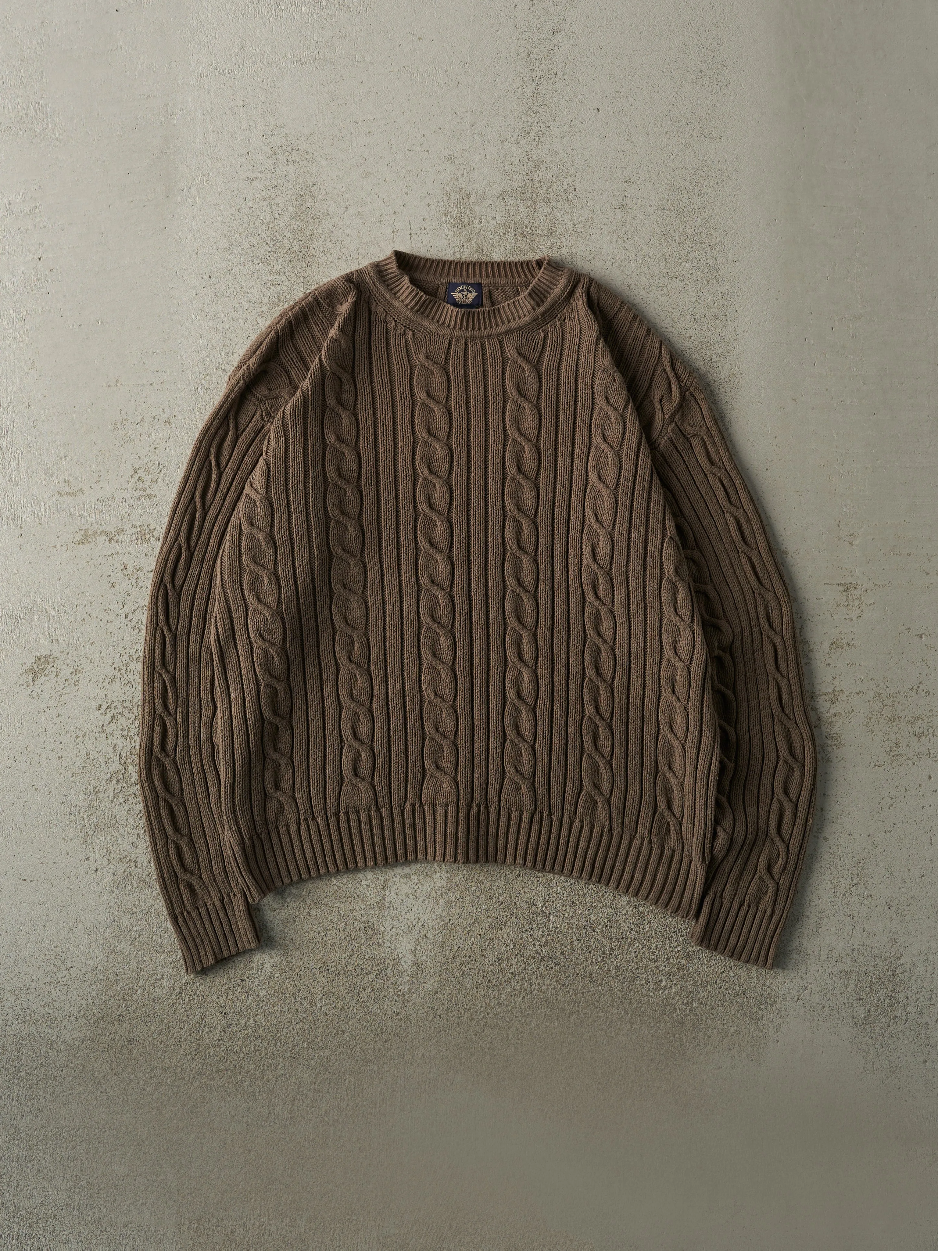 Vintage Y2K Brown Cable Knit Boxy Pullover (M/L) sold by Rebalance Vintage