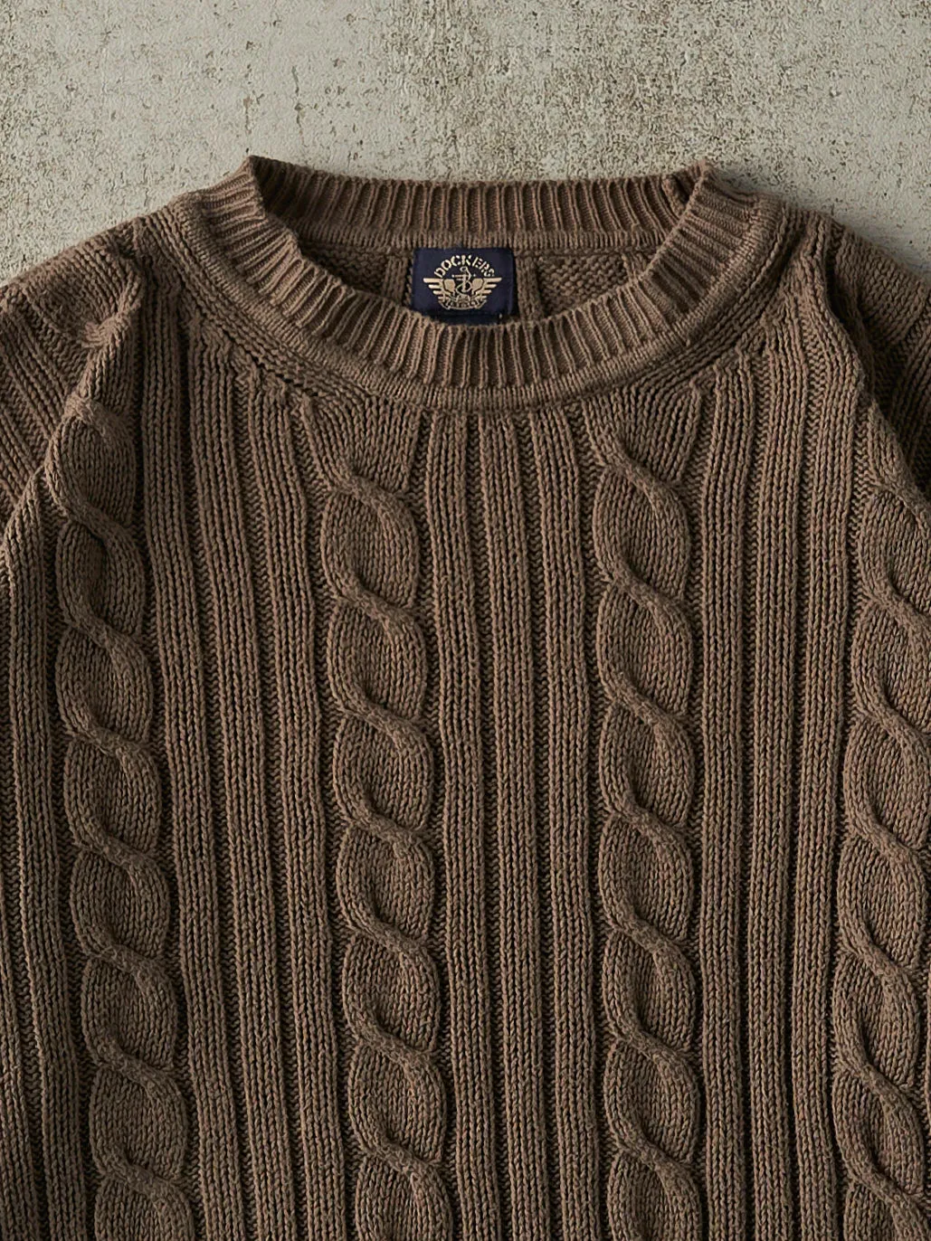 Vintage Y2K Brown Cable Knit Boxy Pullover (M/L) sold by Rebalance Vintage product image thumbnail 3