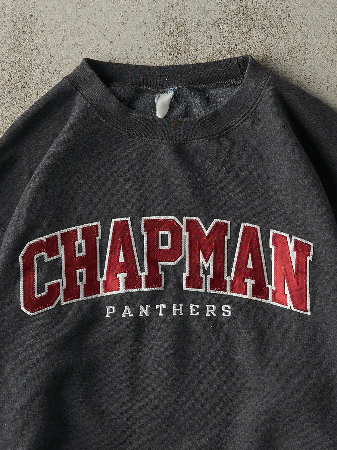 Vintage Y2K Charcoal Grey Chapman Panthers Embroidered Crewneck (M/L) sold by Rebalance Vintage product image thumbnail 2