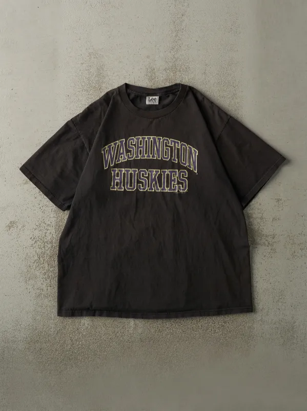Vintage 90s Faded Black University of Washington Huskies Tee (XL) sold by Rebalance Vintage