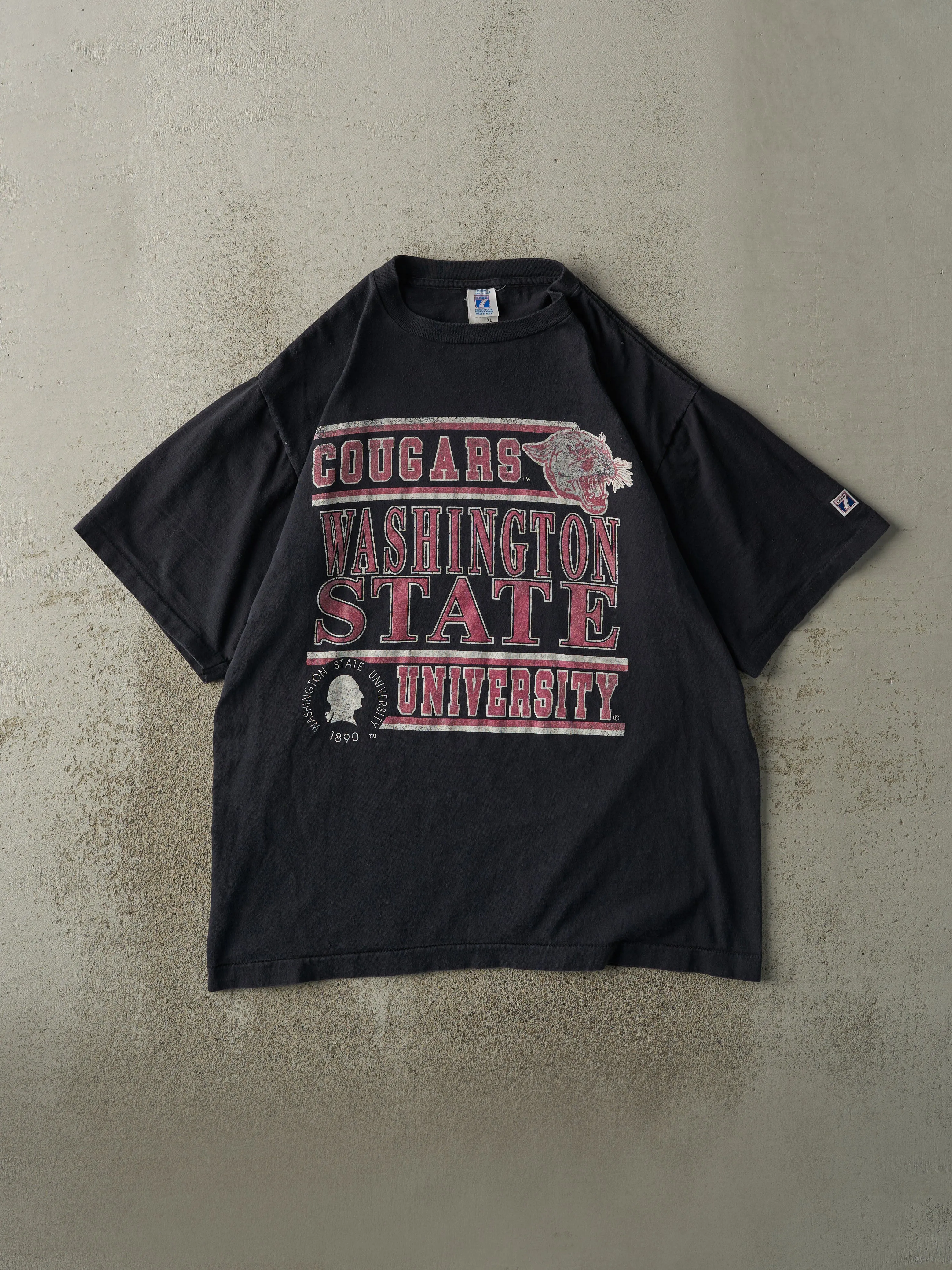 Vintage 90s Black Washington State Cougars Single Stitch Tee (L/XL) sold by Rebalance Vintage
