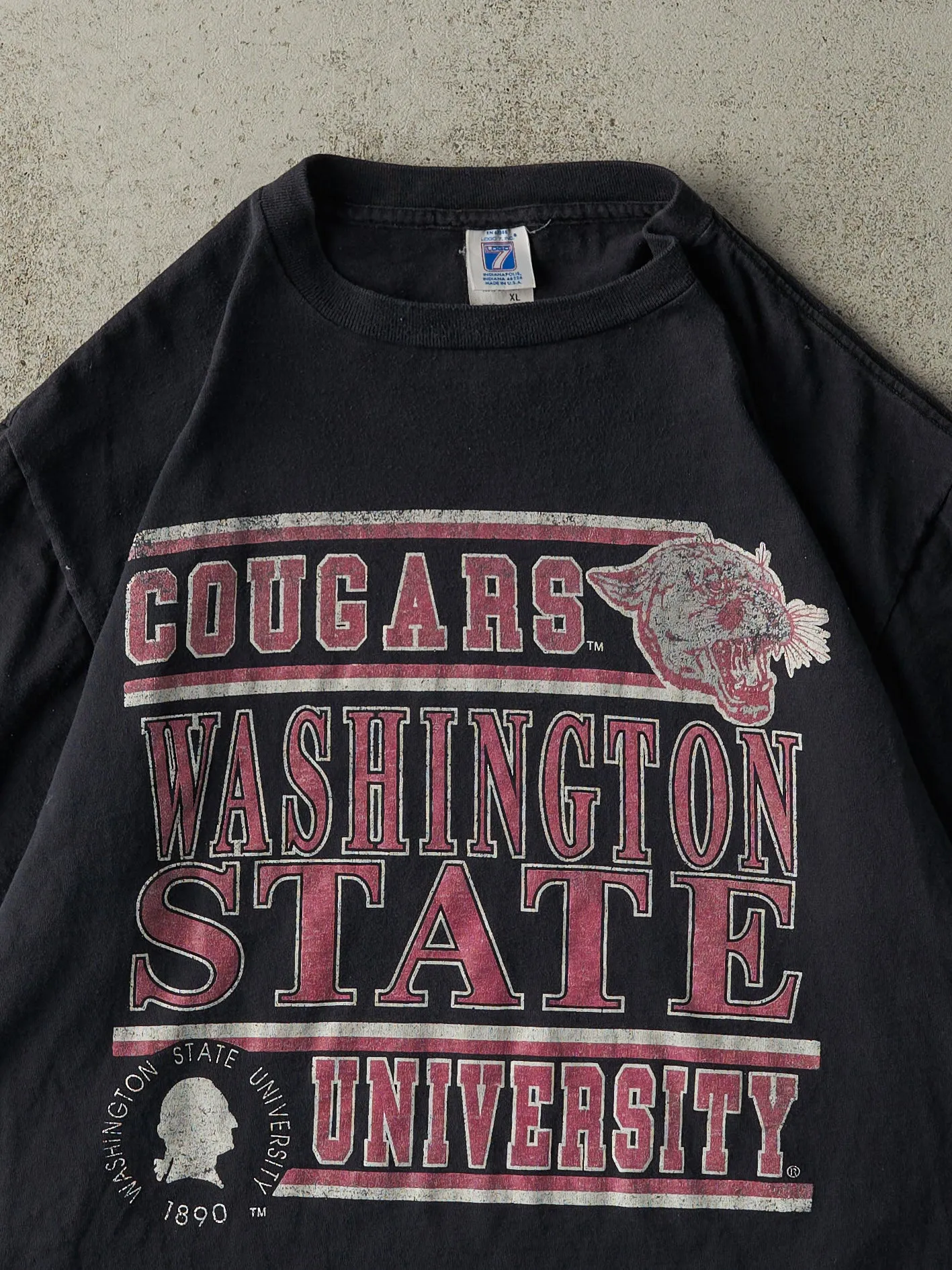 Vintage 90s Black Washington State Cougars Single Stitch Tee (L/XL) sold by Rebalance Vintage product image thumbnail 2