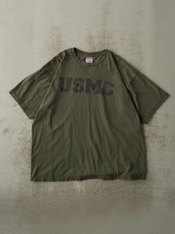 Vintage Y2K Green USMC United States Marine Corps Tee (L/XL) sold by Rebalance Vintage