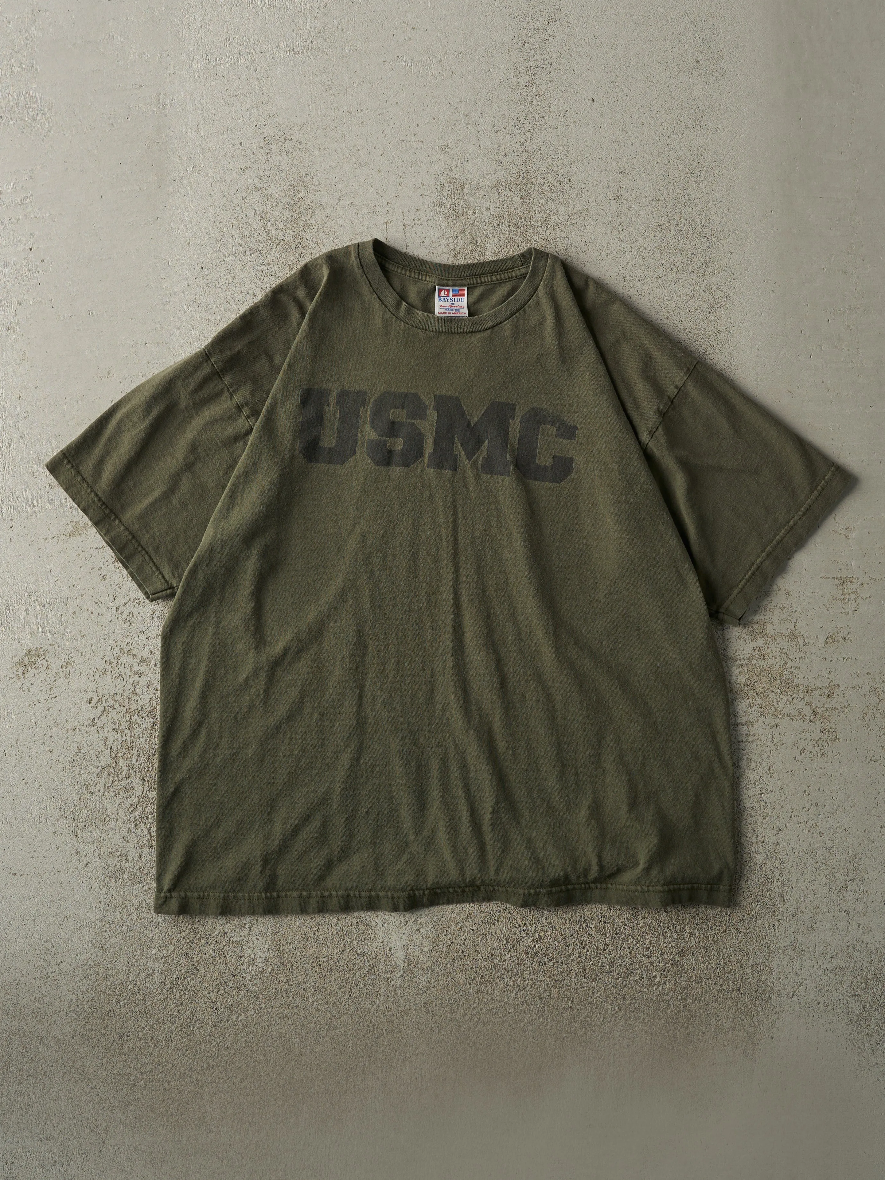 Vintage Y2K Green USMC United States Marine Corps Tee (L/XL) sold by Rebalance Vintage