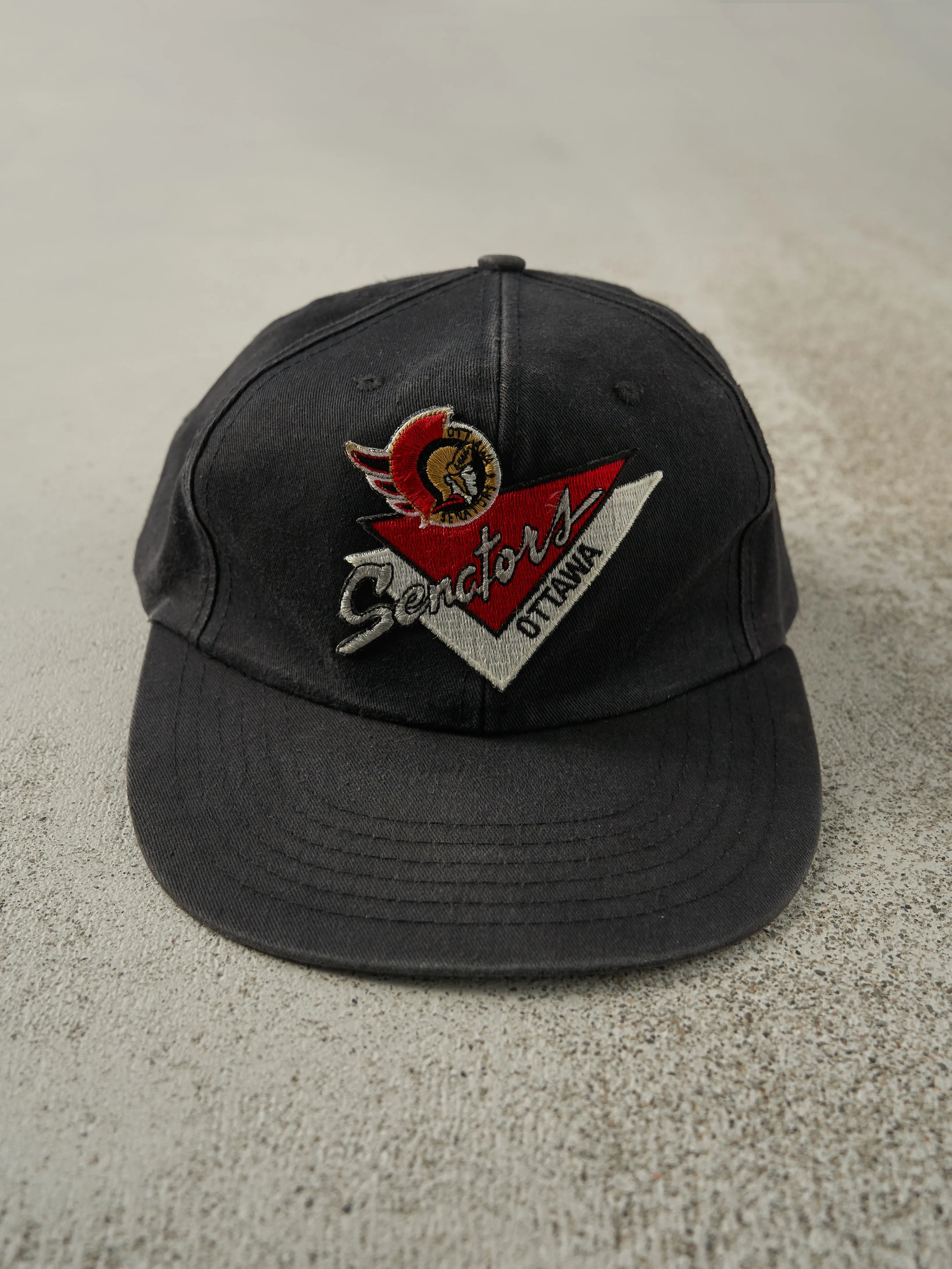 Vintage 90s Faded Black Ottawa Senators Snapback Hat sold by Rebalance Vintage