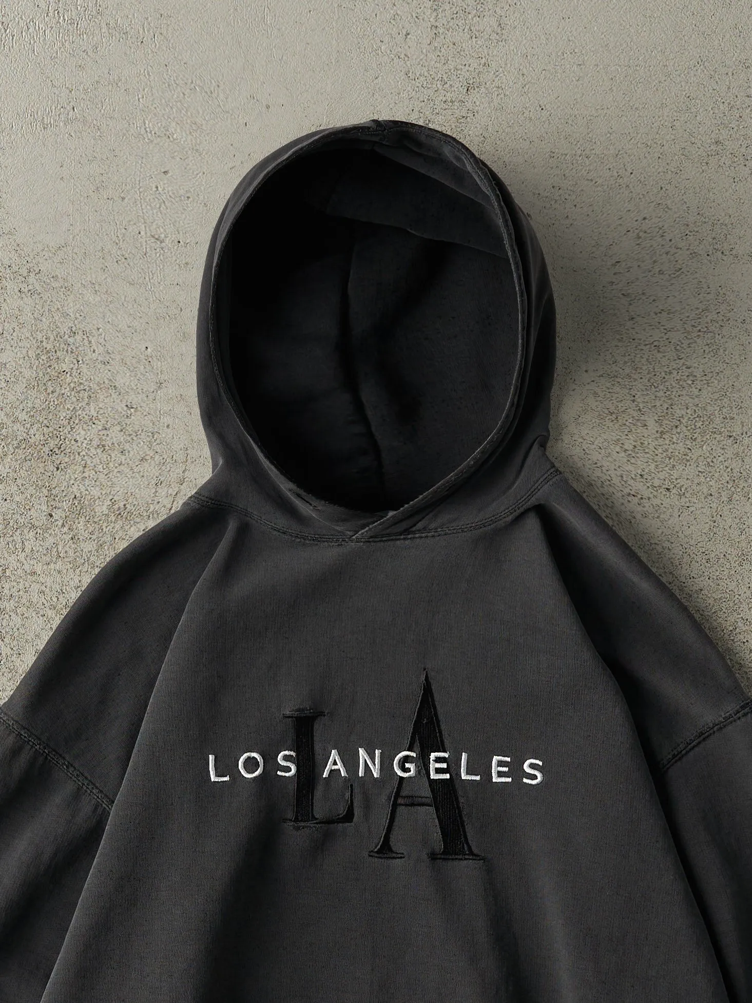 Vintage 90s Black Los Angeles Embroidered Hoodie (L/XL) sold by Rebalance Vintage product image thumbnail 3