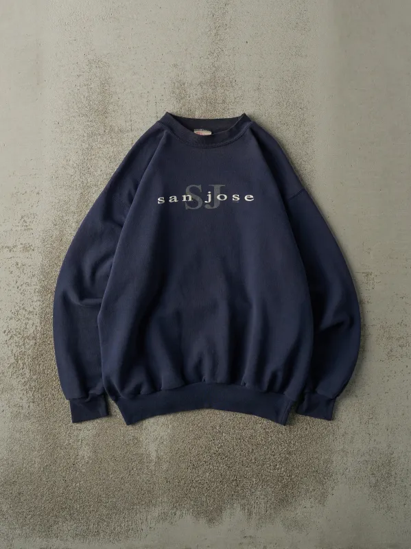 Vintage 90s Navy Blue San Jose Crewneck (S/M) sold by Rebalance Vintage