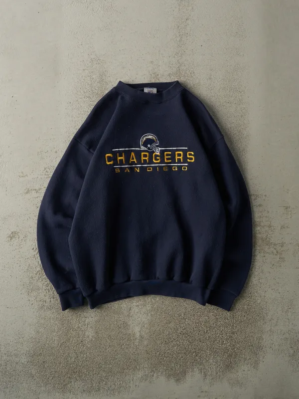 Vintage 90s Navy Blue San Diego Chargers Embroidered Crewneck (M/L) sold by Rebalance Vintage