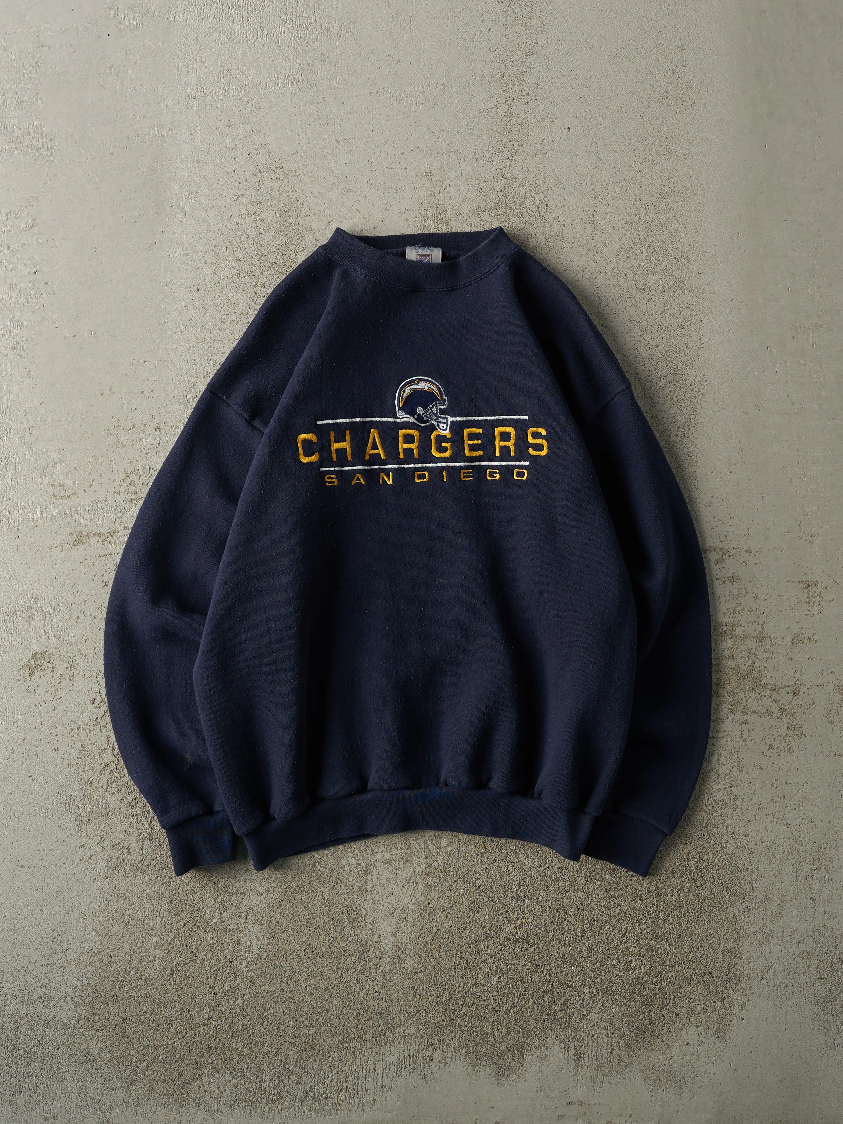 Vintage 90s Navy Blue San Diego Chargers Embroidered Crewneck (M/L) sold by Rebalance Vintage