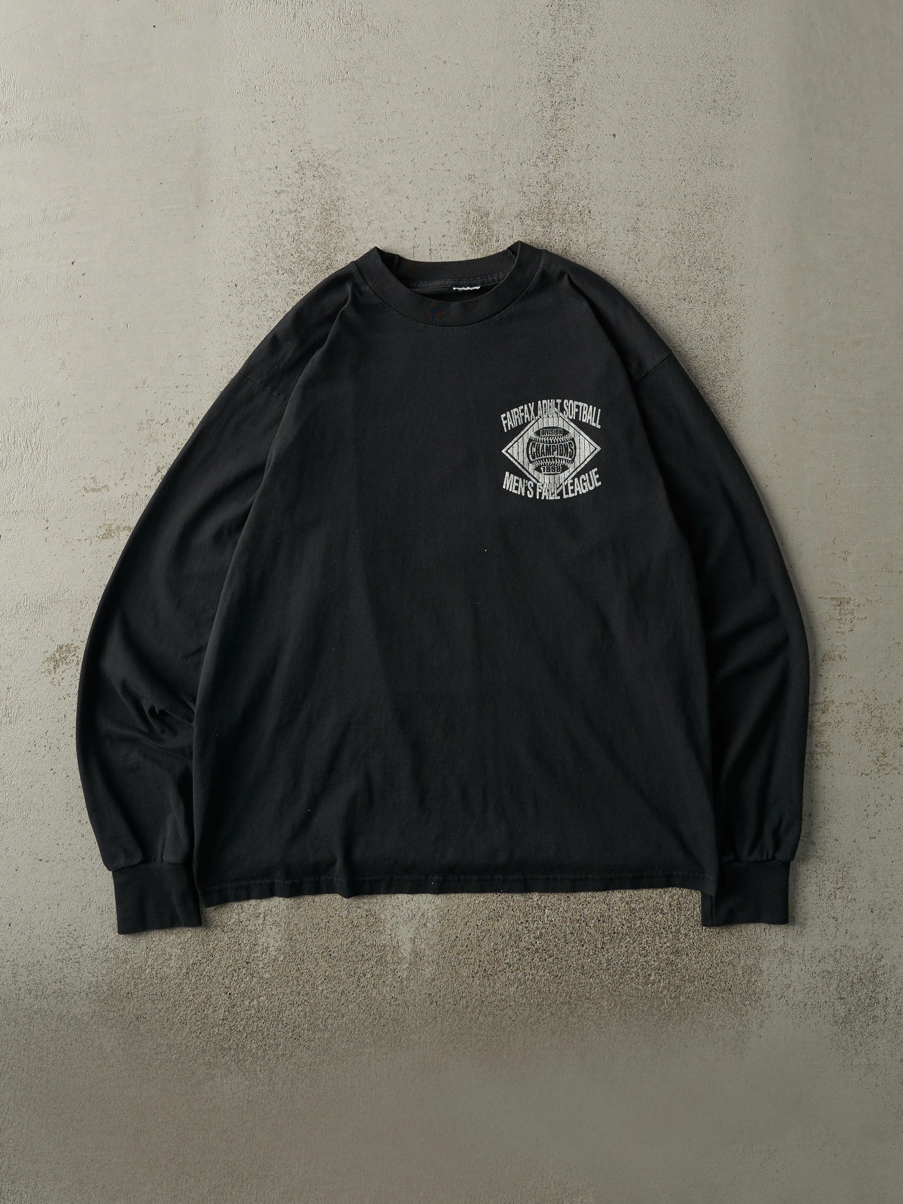 Vintage 98' Black Fairfax Adult Softball League Long Sleeve (L/XL) sold by Rebalance Vintage
