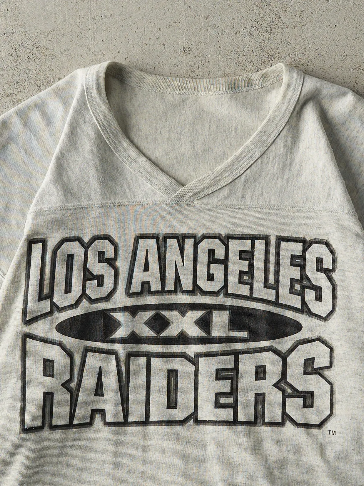 Vintage 90s Heather Grey Los Angeles Raiders Jersey Tee (XL) sold by Rebalance Vintage product image thumbnail 2