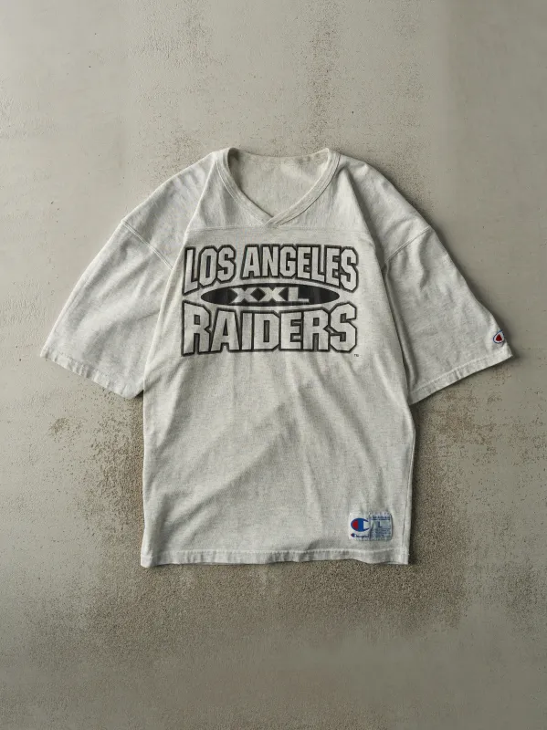 Vintage 90s Heather Grey Los Angeles Raiders Jersey Tee (XL) sold by Rebalance Vintage