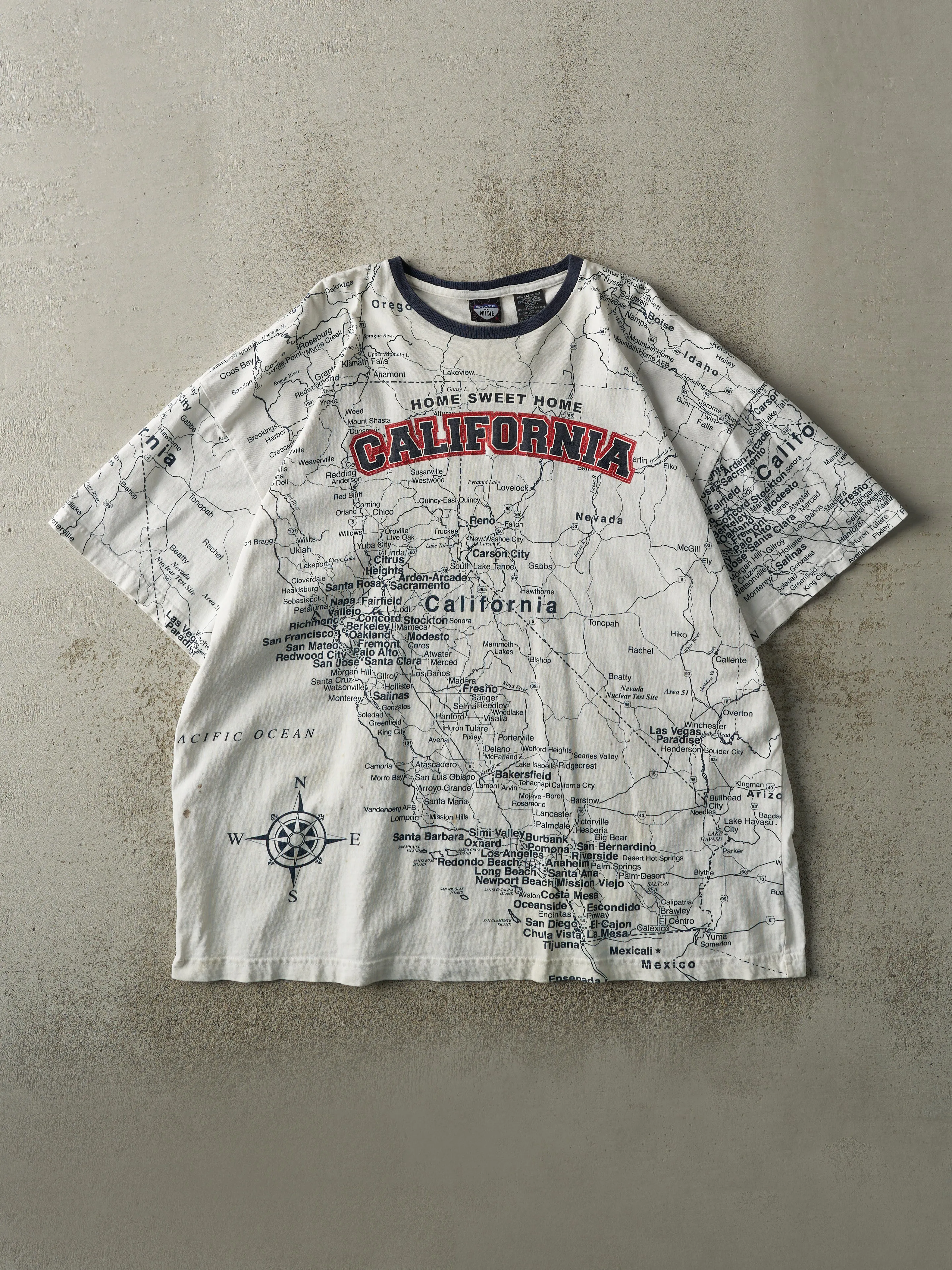 Vintage Y2K White California Map Tee (XXL) sold by Rebalance Vintage