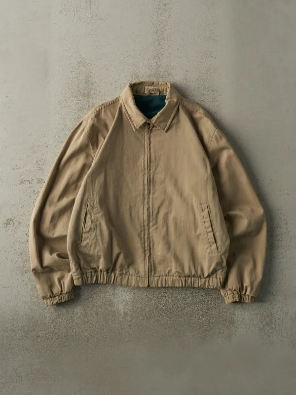 Vintage 80s Beige Fleece Lined Harrington Jacket (L) sold by Rebalance Vintage