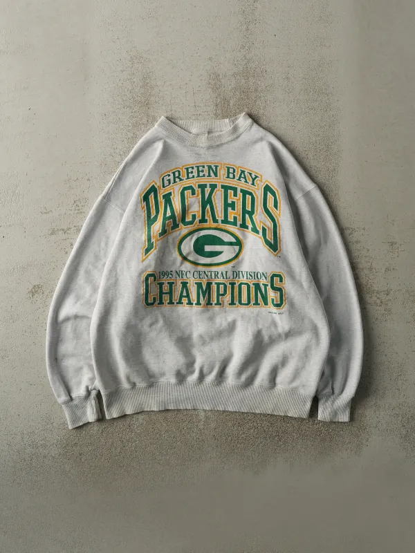 Vintage 95' Heather Grey Green Bay Packers NFC Champions Crewneck (L) sold by Rebalance Vintage
