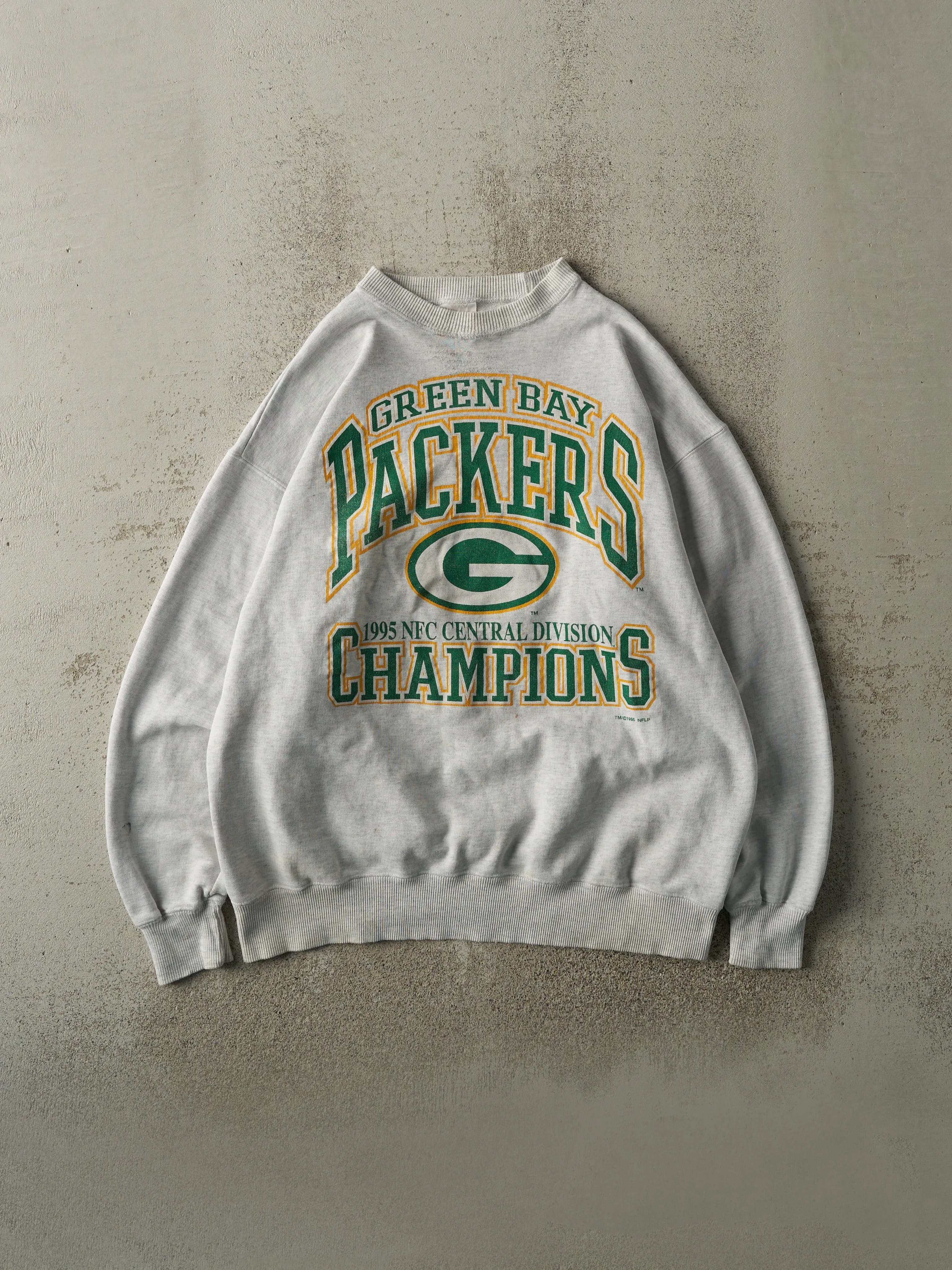 Vintage 95' Heather Grey Green Bay Packers NFC Champions Crewneck (L) sold by Rebalance Vintage