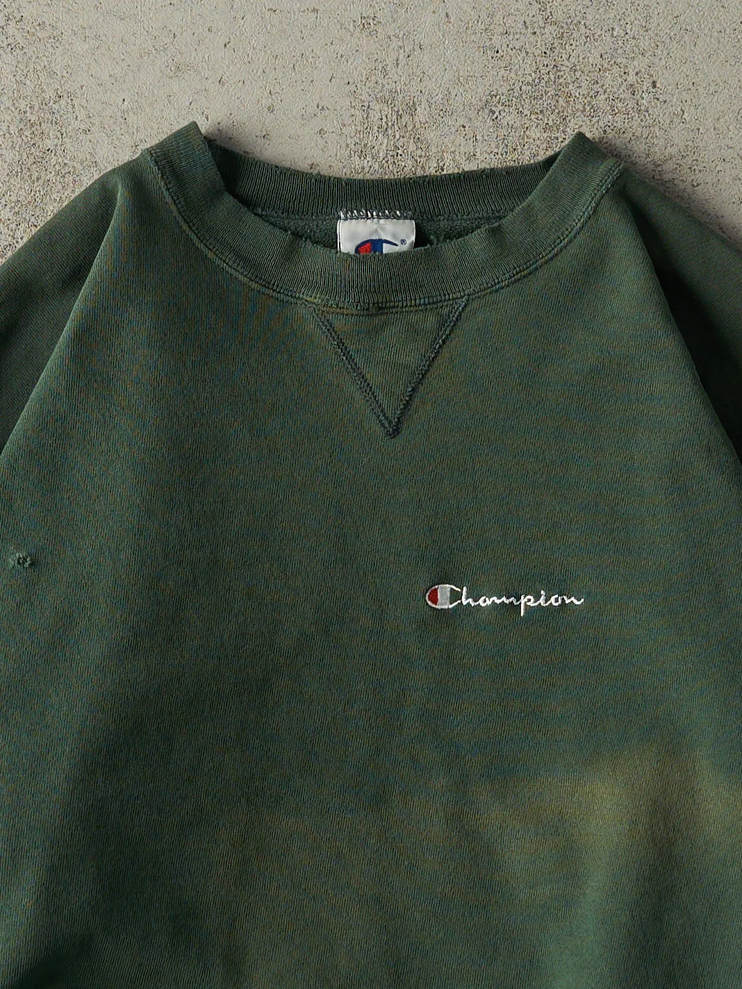 Vintage 90s Sun Faded Green Champion Crewneck (L/XL) sold by Rebalance Vintage product image thumbnail 2
