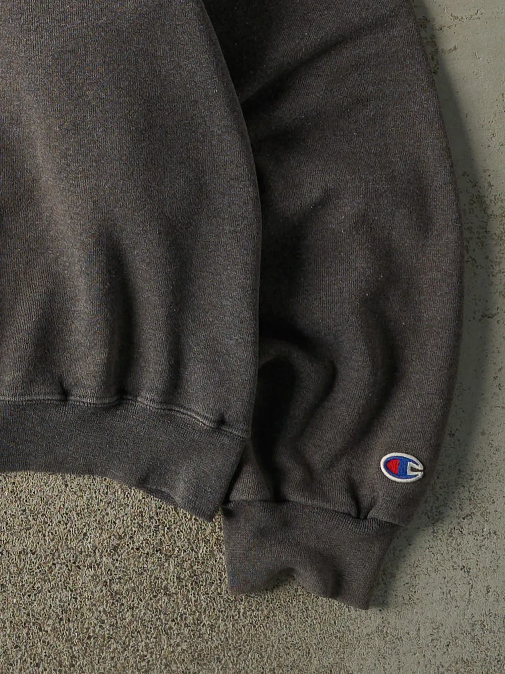 Vintage 90s Charcoal Grey Champion Logo Boxy Crewneck (XL) sold by Rebalance Vintage product image thumbnail 3