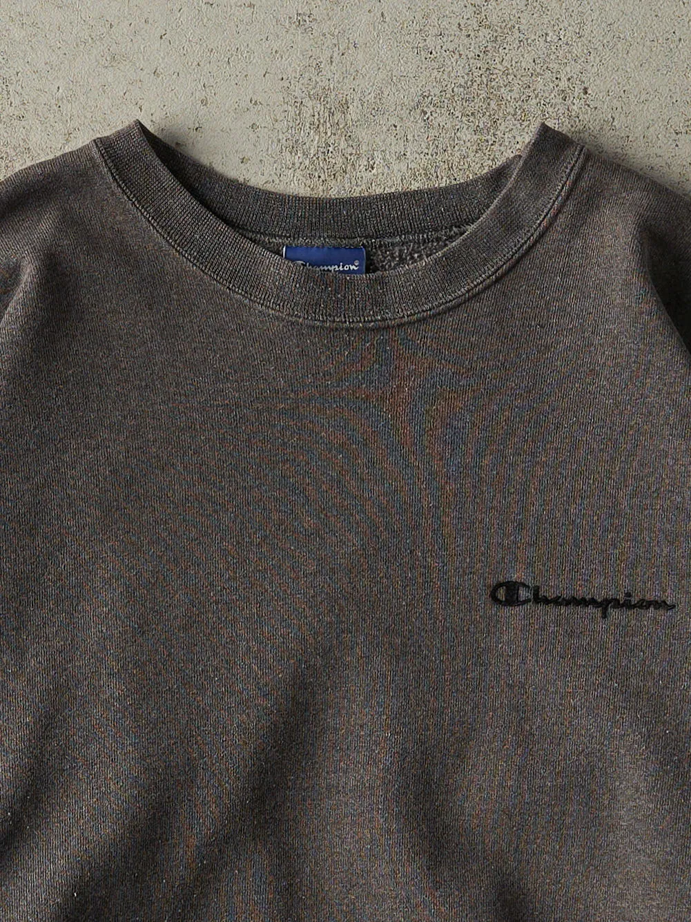 Vintage 90s Charcoal Grey Champion Logo Boxy Crewneck (XL) sold by Rebalance Vintage product image thumbnail 2