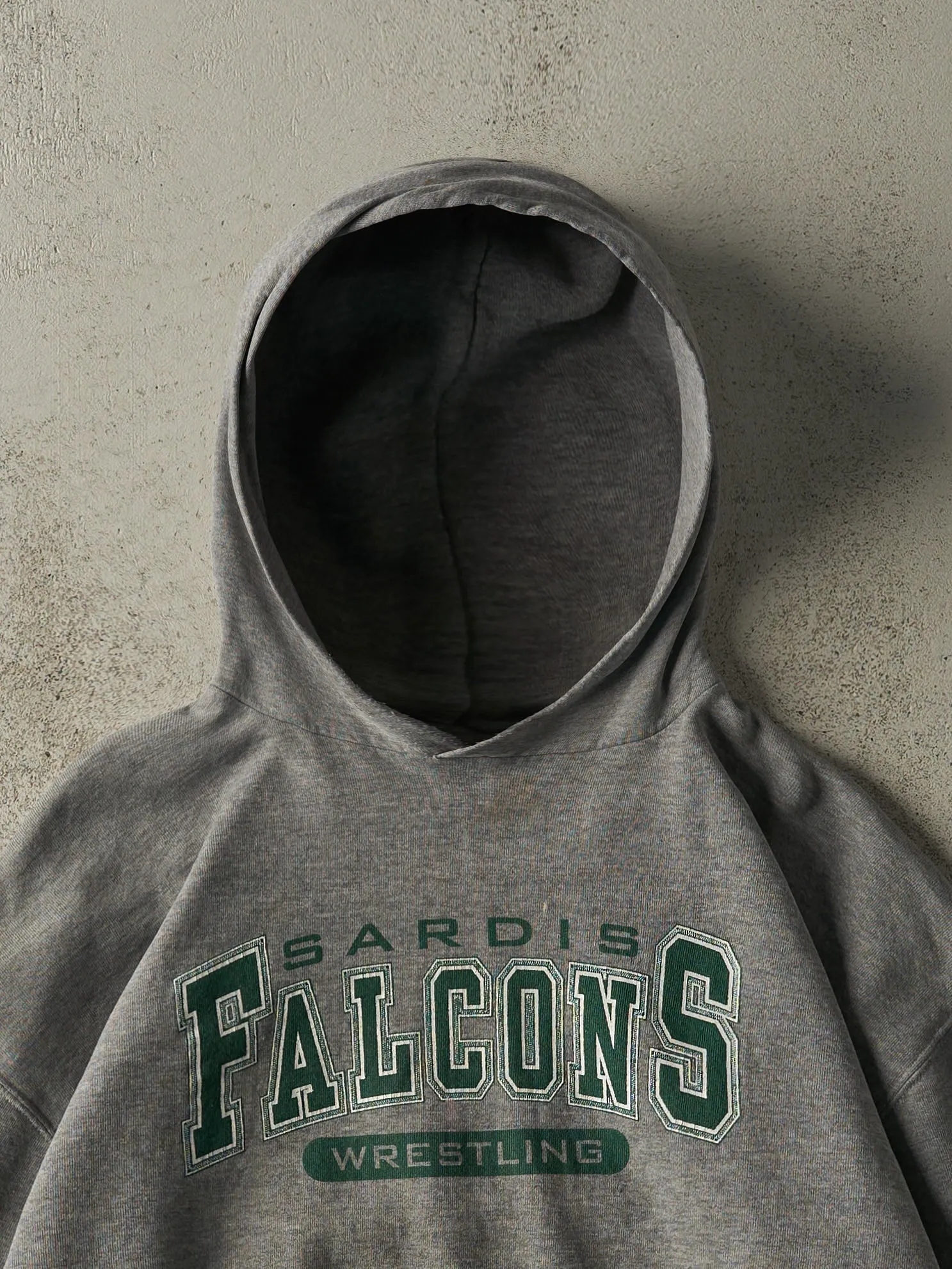 Vintage Y2K Grey Sardis Falcons Wrestling Russell Athletic Hoodie (L) sold by Rebalance Vintage product image thumbnail 3