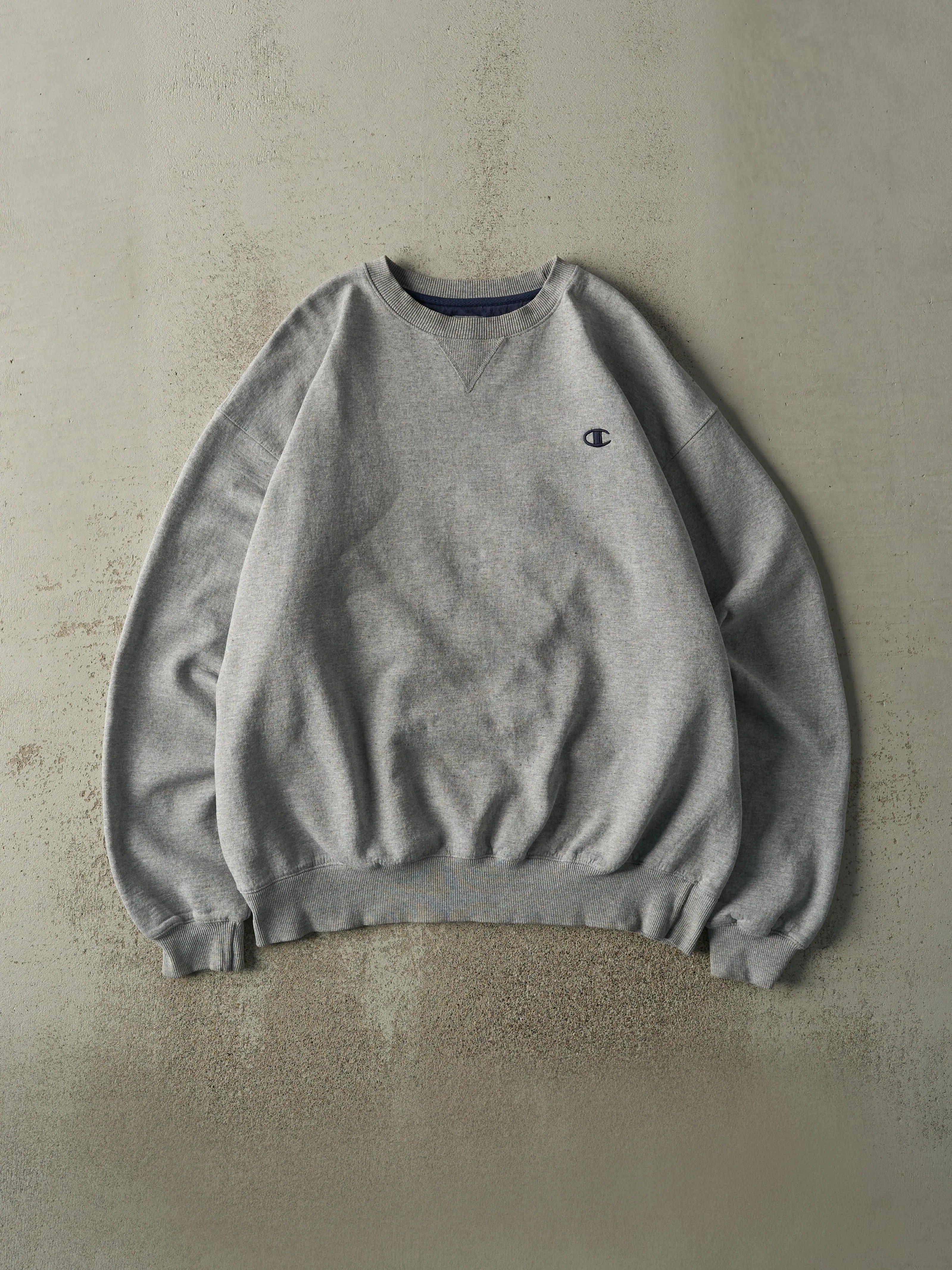Vintage Y2K Grey Champion Embroidered Boxy Crewneck (XL/XXL) sold by Rebalance Vintage
