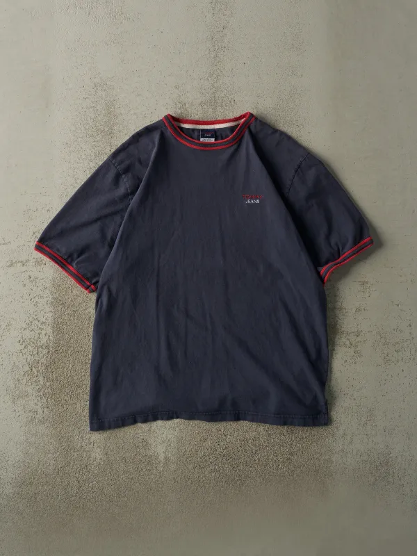 Vintage Y2K Navy Blue Tommy Jeans Ringer Tee (XL) sold by Rebalance Vintage