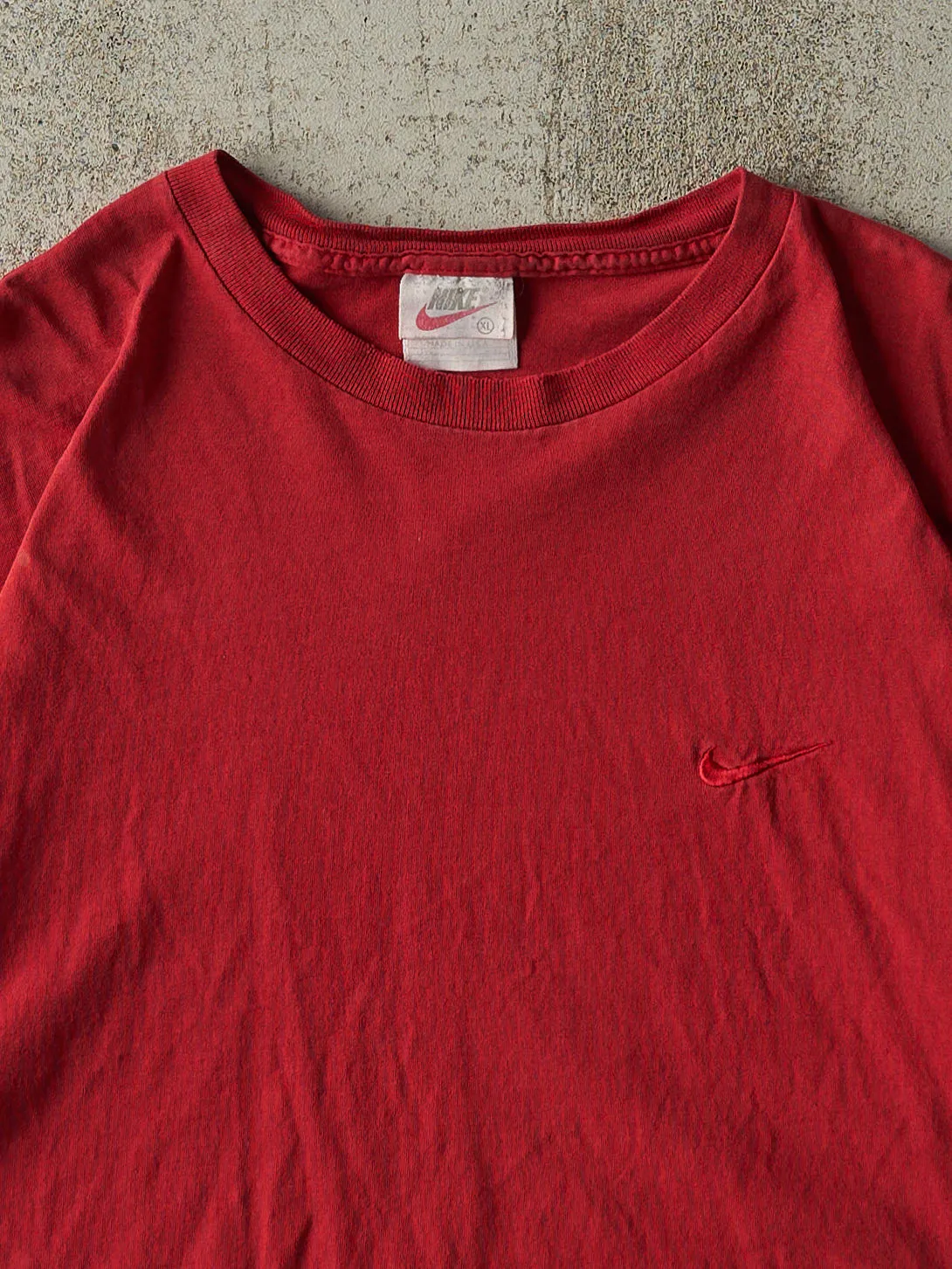 Vintage 90s Red Nike Tonal Swoosh Tee (L/XL) sold by Rebalance Vintage product image thumbnail 2
