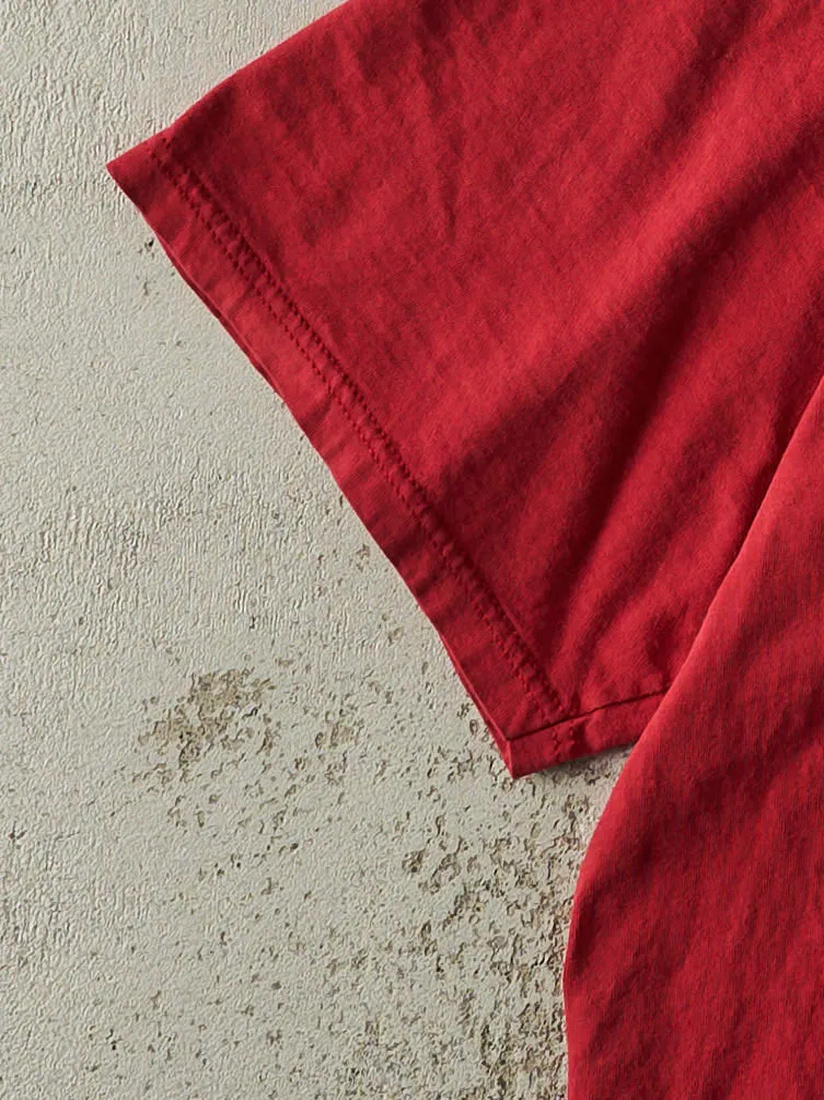 Vintage 90s Red Nike Tonal Swoosh Tee (L/XL) sold by Rebalance Vintage product image thumbnail 3