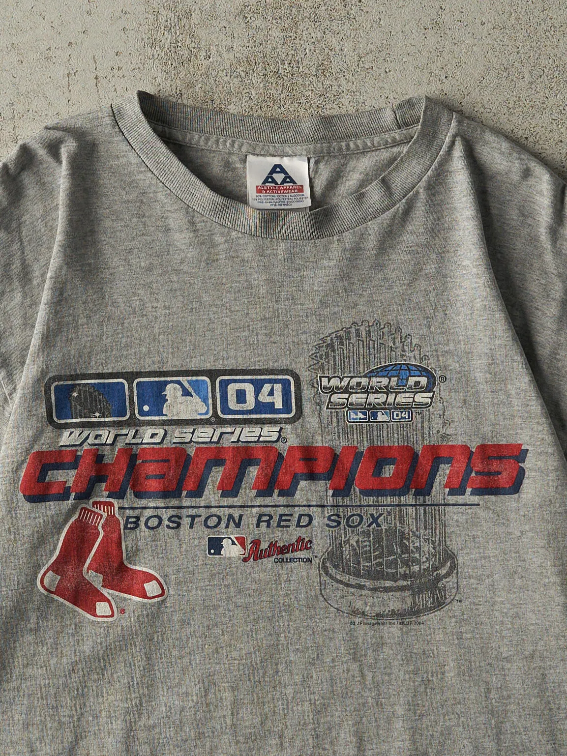 Vintage 04' Grey Boston Red Sox World Series Champions Tee (L) sold by Rebalance Vintage product image thumbnail 2