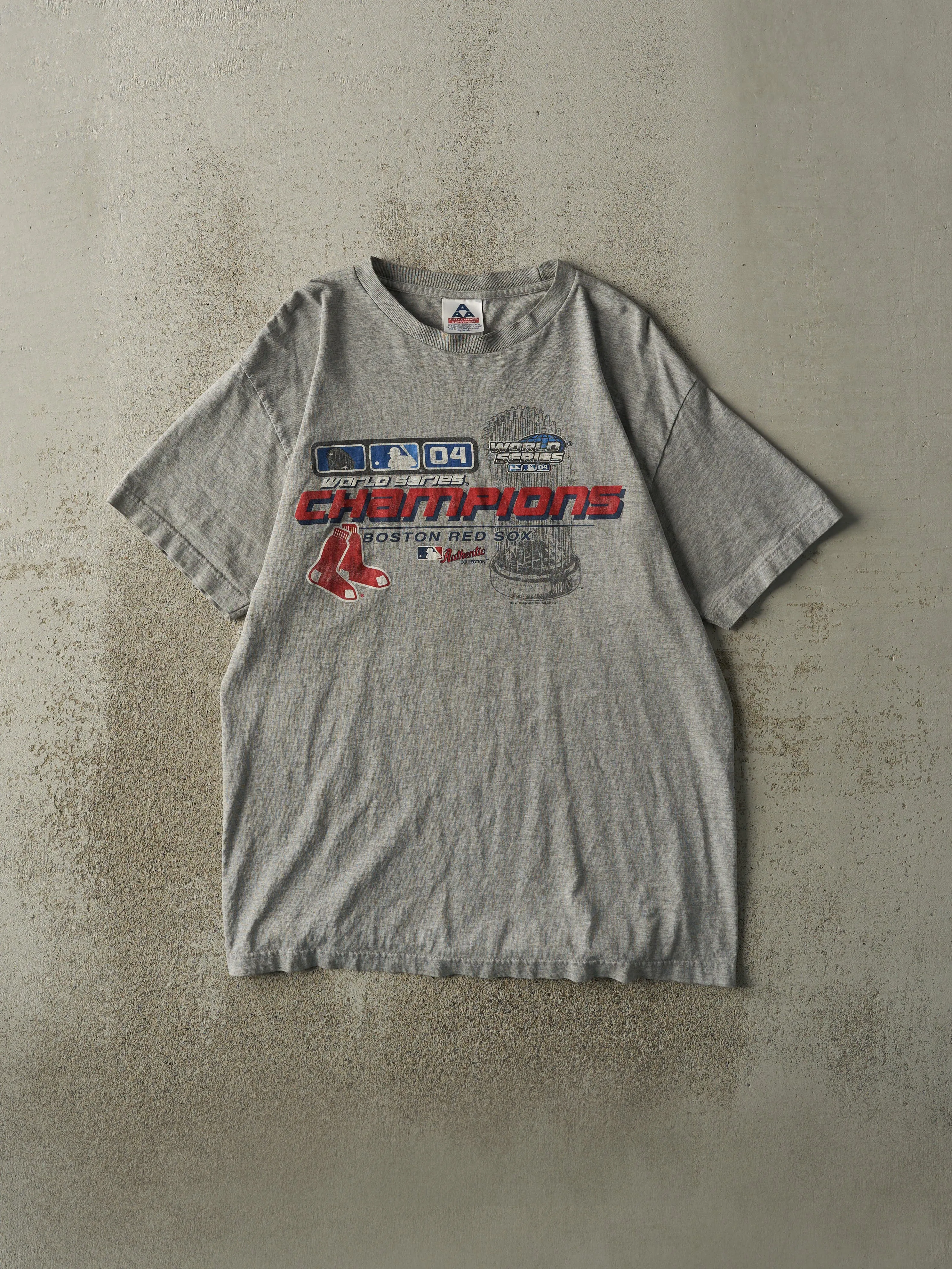 Vintage 04' Grey Boston Red Sox World Series Champions Tee (L) sold by Rebalance Vintage